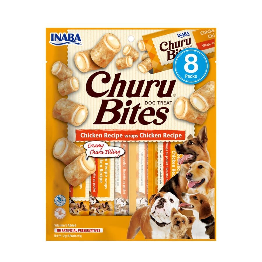 8 sobres x 12 g Churu Bocaditos Bites de Pollo para perros, , large indicador imagen numero 1